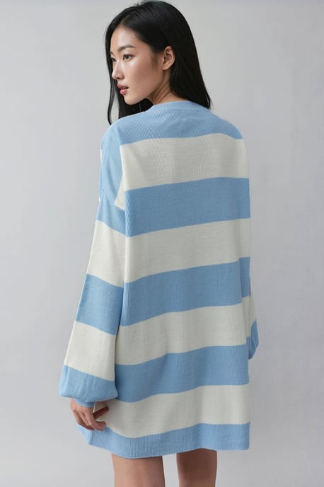 Gestreiftes Mini-Kleid mit Rundhalsausschnitt - Image 3