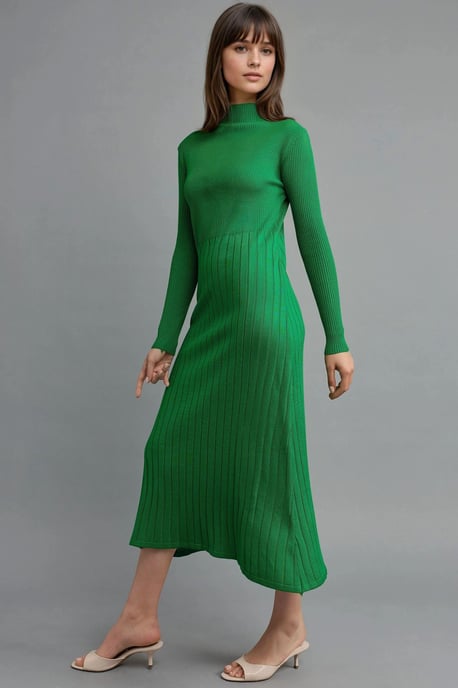 Rippierter halber Rollkragen Bodycon Strickkleid - Image 2