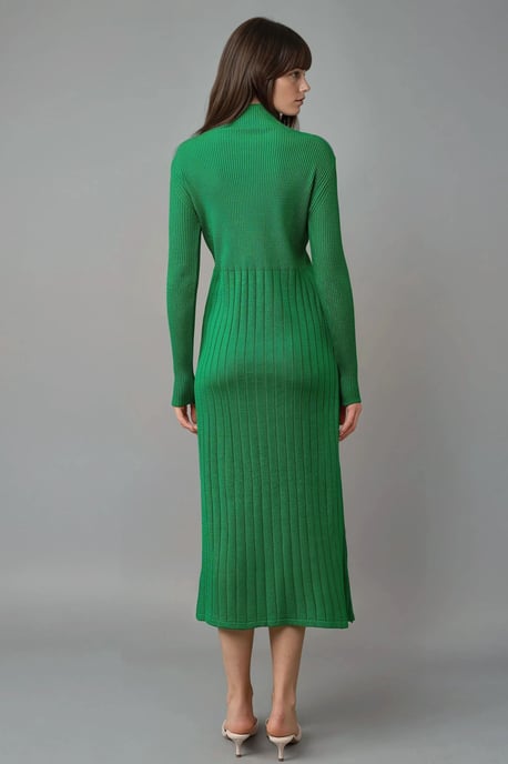 Rippierter halber Rollkragen Bodycon Strickkleid - Image 3