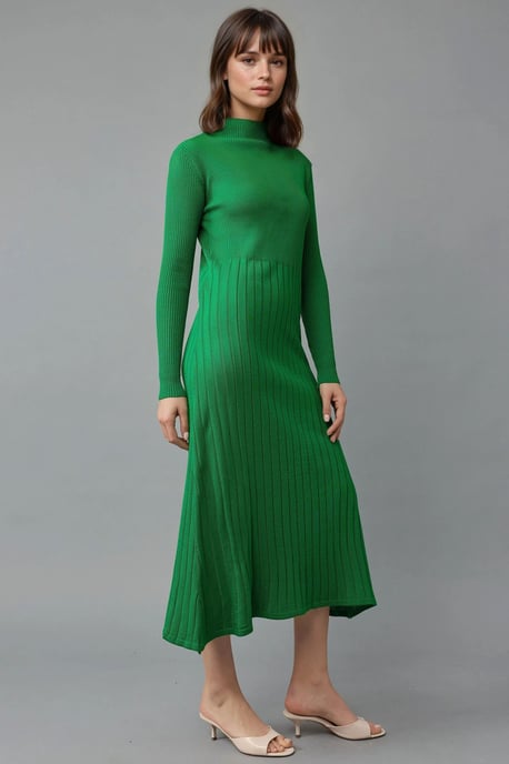 Rippierter halber Rollkragen Bodycon Strickkleid - Image 4