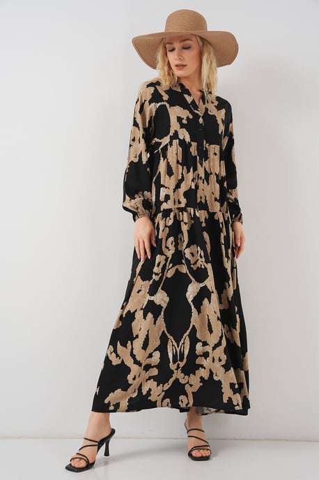 Bedrucktes V-Ausschnitt Maxikleid - Image 1