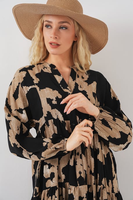 Bedrucktes V-Ausschnitt Maxikleid - Image 3
