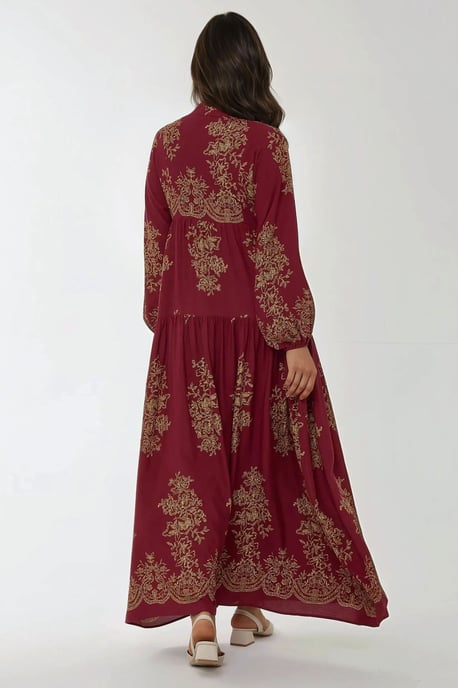 Bedrucktes Maxi-Kleid aus Viskose mit langen Ärmeln - Image 4