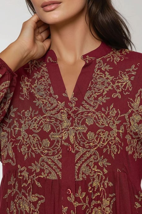 Bedrucktes Maxi-Kleid aus Viskose mit langen Ärmeln - Image 6