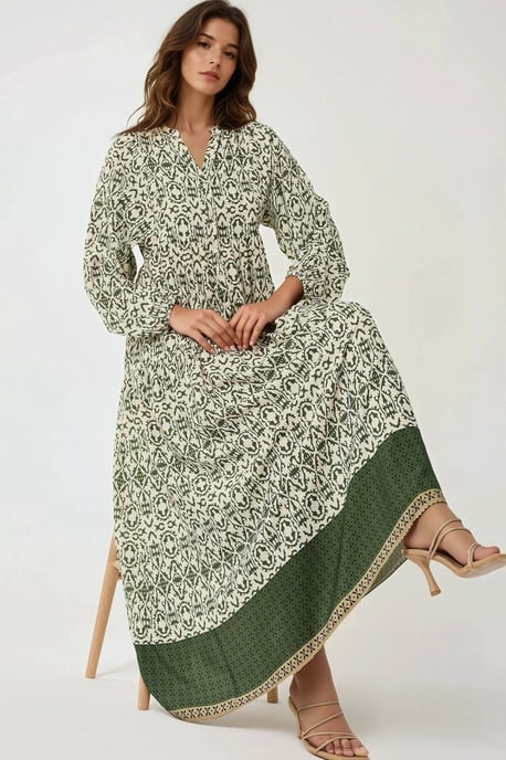 Bedrucktes Maxikleid mit Hemdkragen - Image 2