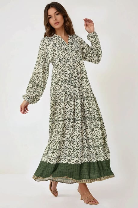 Bedrucktes Maxikleid mit Hemdkragen - Image 3