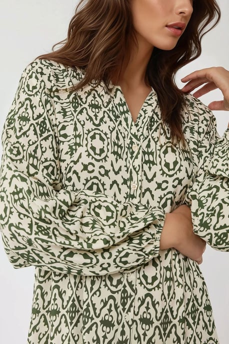 Bedrucktes Maxikleid mit Hemdkragen - Image 4