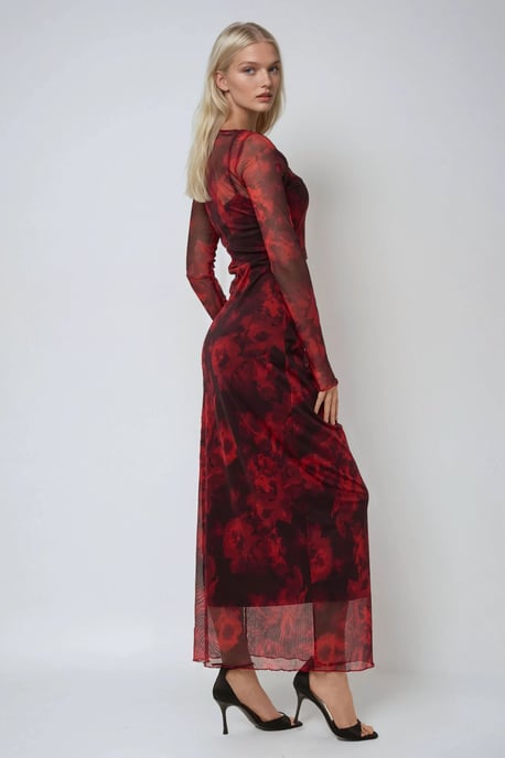 Blumendruck Bodycon Maxikleid aus Mesh - Image 2