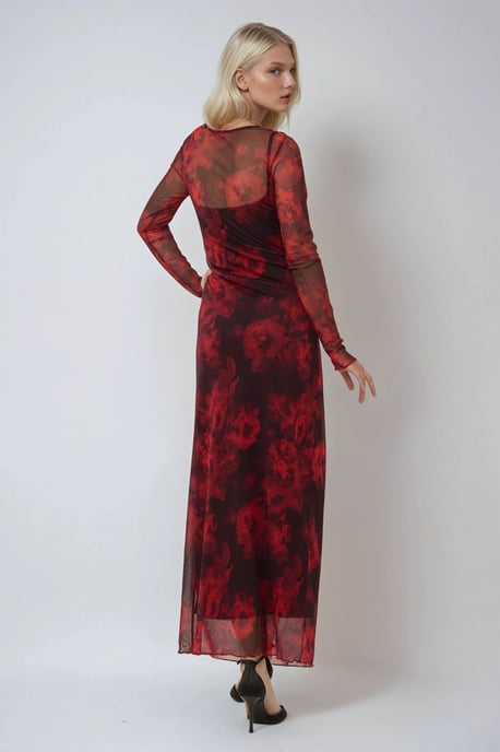 Blumendruck Bodycon Maxikleid aus Mesh - Image 5