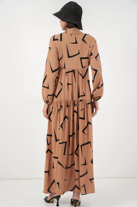 Gemustertes V-Ausschnitt Maxikleid - Image 5