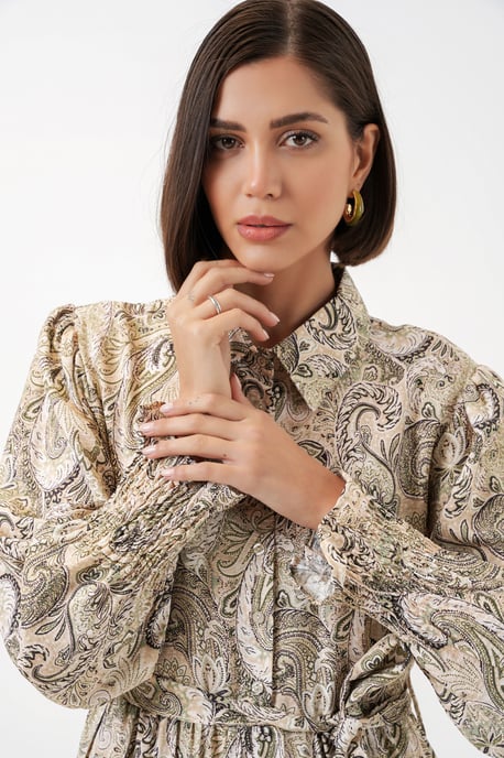 Maxi-Kleid mit Paisley-Print und Gürtel - Image 2