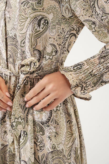 Maxi-Kleid mit Paisley-Print und Gürtel - Image 5
