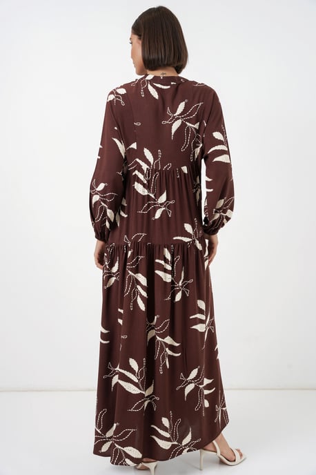 Gemustertes V-Ausschnitt Maxikleid - Image 6