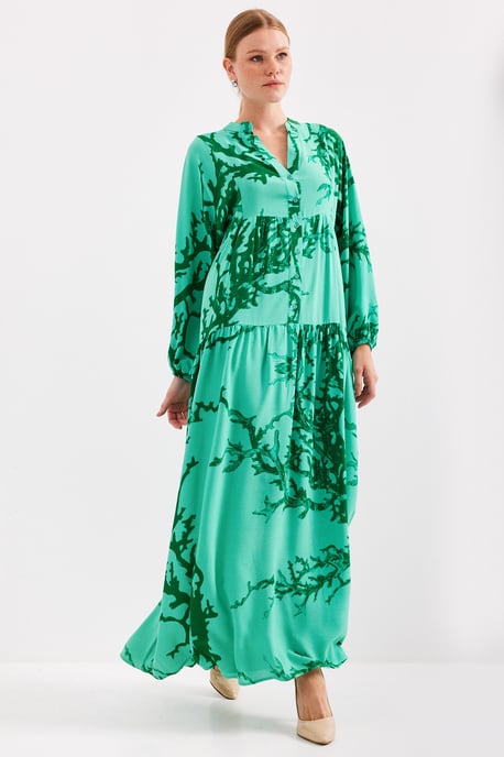Bedrucktes V-Ausschnitt Maxikleid - Image 2