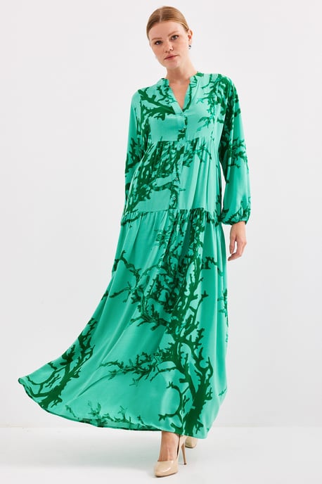 Bedrucktes V-Ausschnitt Maxikleid - Image 3