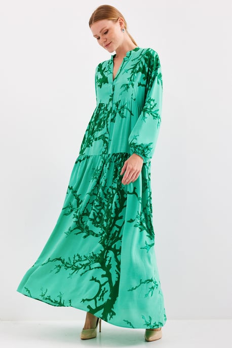 Bedrucktes V-Ausschnitt Maxikleid - Image 5