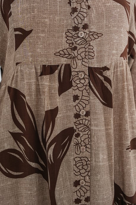 Gemustertes V-Ausschnitt Maxikleid - Image 4