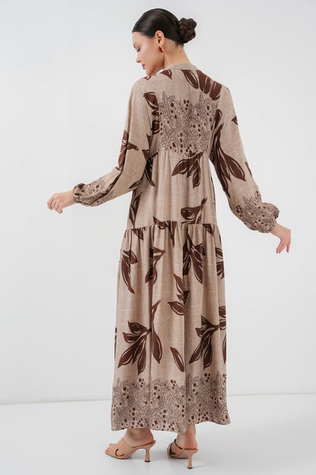Gemustertes V-Ausschnitt Maxikleid - Image 5