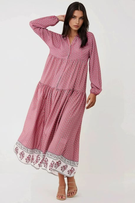 Bedrucktes V-Ausschnitt Maxikleid - Image 2