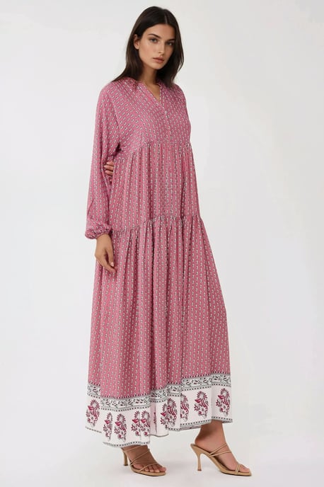 Bedrucktes V-Ausschnitt Maxikleid - Image 3