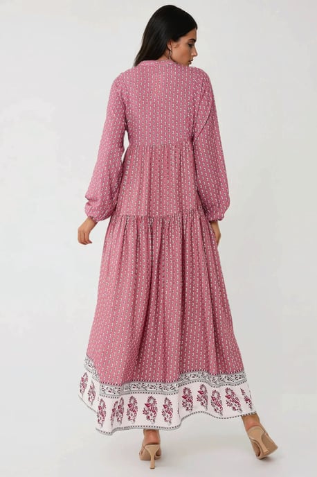 Bedrucktes V-Ausschnitt Maxikleid - Image 6