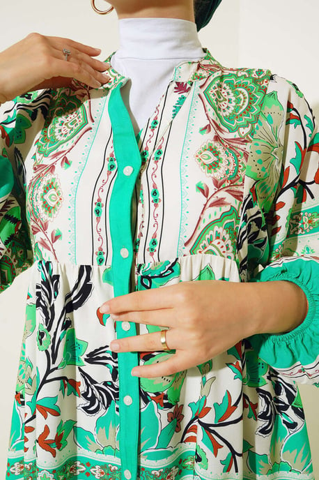 Bedrucktes V-Ausschnitt Maxikleid - Image 3
