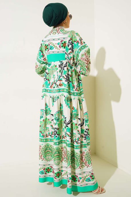 Bedrucktes V-Ausschnitt Maxikleid - Image 4