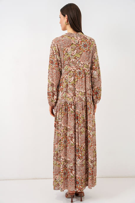 Gemustertes V-Ausschnitt Maxikleid - Image 6