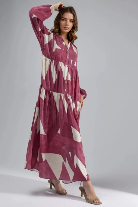 Bedrucktes Langarm-Viskose-Maxi-Kleid - Image 2