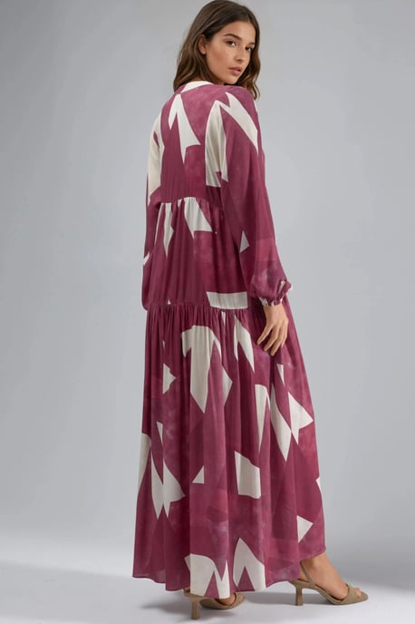 Bedrucktes Langarm-Viskose-Maxi-Kleid - Image 3