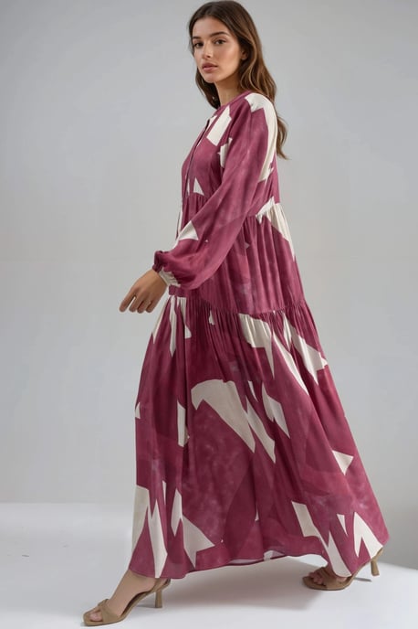 Bedrucktes Langarm-Viskose-Maxi-Kleid - Image 5