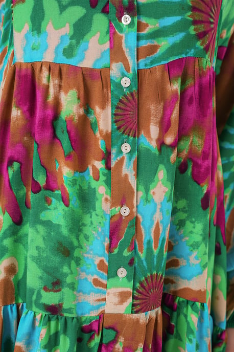 Bedrucktes V-Ausschnitt Maxikleid mit Knopfverschluss - Image 5