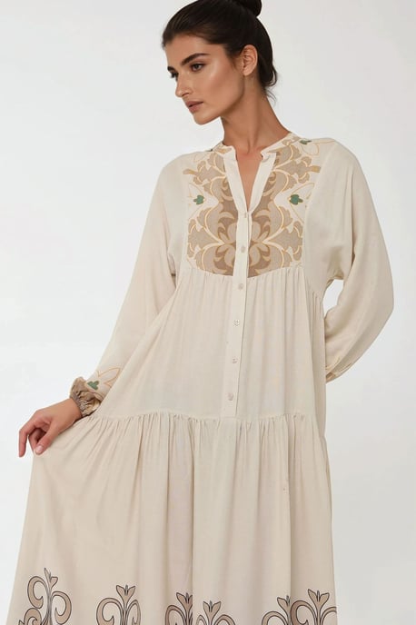 Bedrucktes Langarm-Viskose-Maxikleid - Image 2