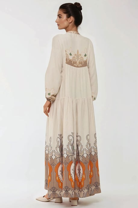 Bedrucktes Langarm-Viskose-Maxikleid - Image 3
