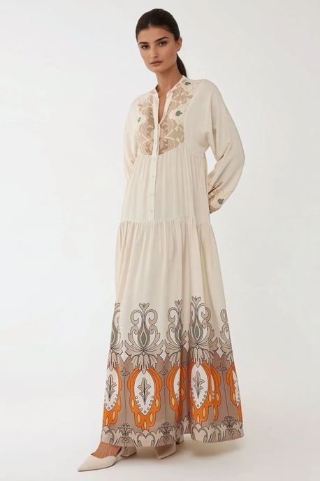 Bedrucktes Langarm-Viskose-Maxikleid - Image 6