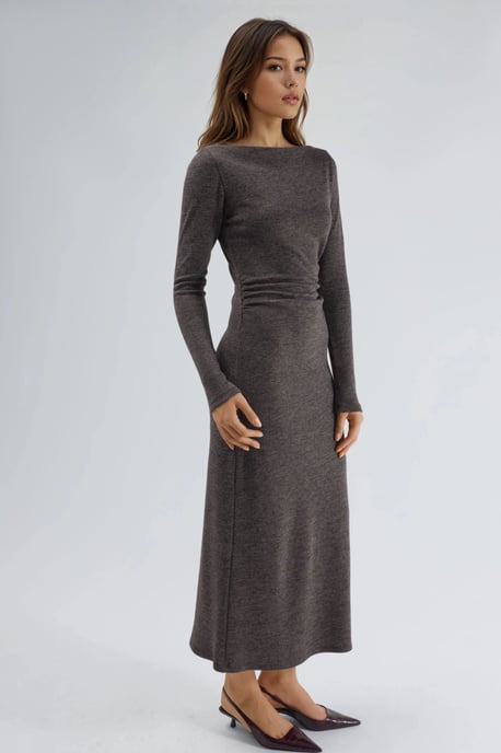 Drapiertes Maxikleid mit Bootsausschnitt - Image 3