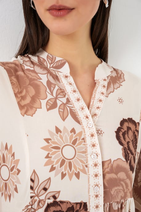 Gemustertes V-Ausschnitt Maxikleid - Image 5