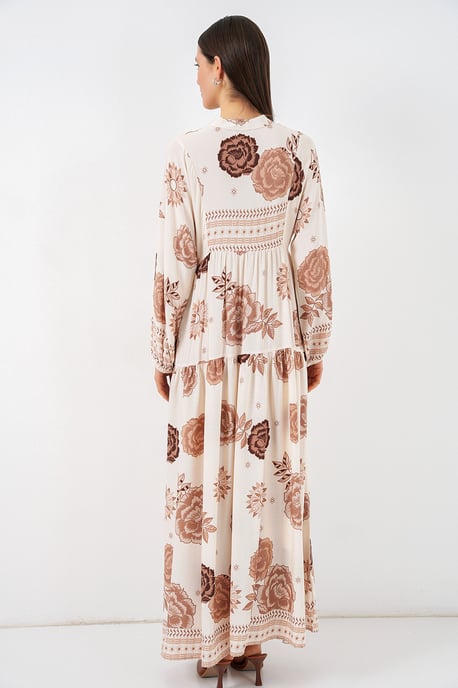 Gemustertes V-Ausschnitt Maxikleid - Image 6