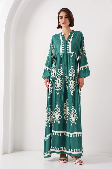 Bedrucktes V-Ausschnitt Maxikleid - Image 2