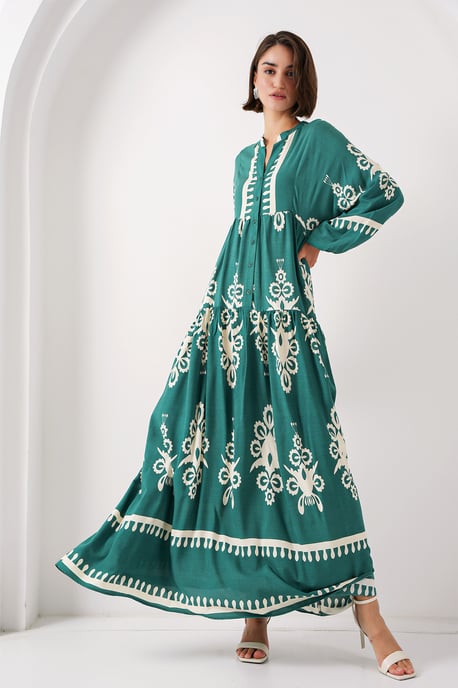Bedrucktes V-Ausschnitt Maxikleid - Image 3