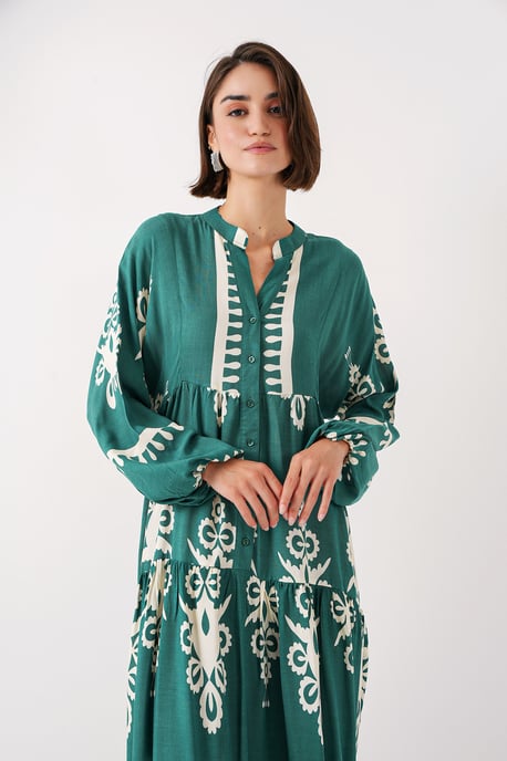 Bedrucktes V-Ausschnitt Maxikleid - Image 4