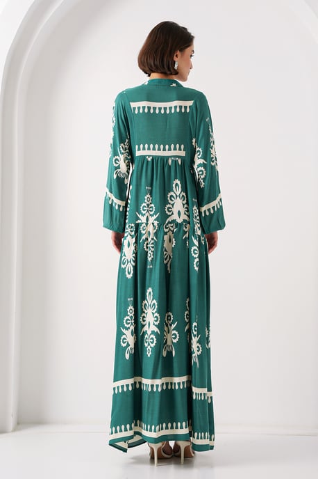 Bedrucktes V-Ausschnitt Maxikleid - Image 5