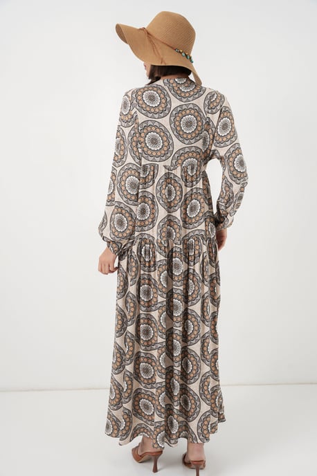 Gemustertes V-Ausschnitt Maxikleid - Image 5