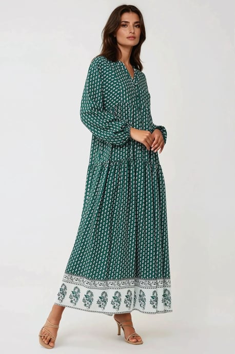 Bedrucktes V-Ausschnitt Maxikleid - Image 2