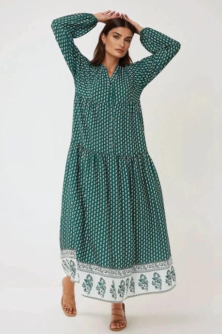 Bedrucktes V-Ausschnitt Maxikleid - Image 3