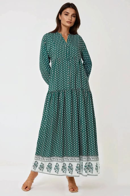 Bedrucktes V-Ausschnitt Maxikleid - Image 4