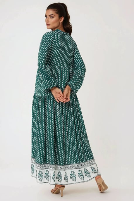 Bedrucktes V-Ausschnitt Maxikleid - Image 6