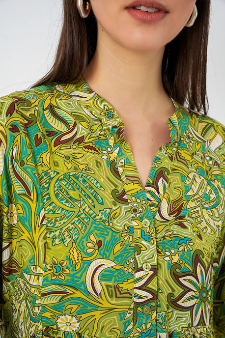 Gemustertes V-Ausschnitt Maxikleid - Image 4
