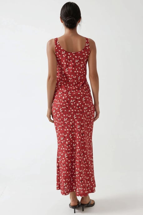 Allower Blütenmuster U-Hals Maxikleid - Image 3