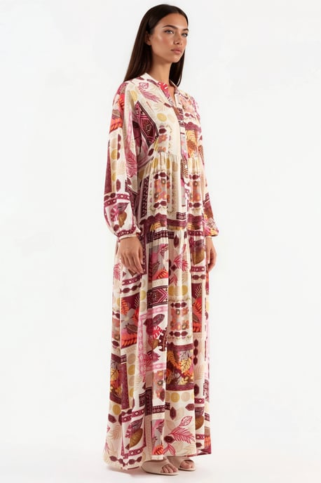V-Ausschnitt gemustertes Maxikleid - Image 2